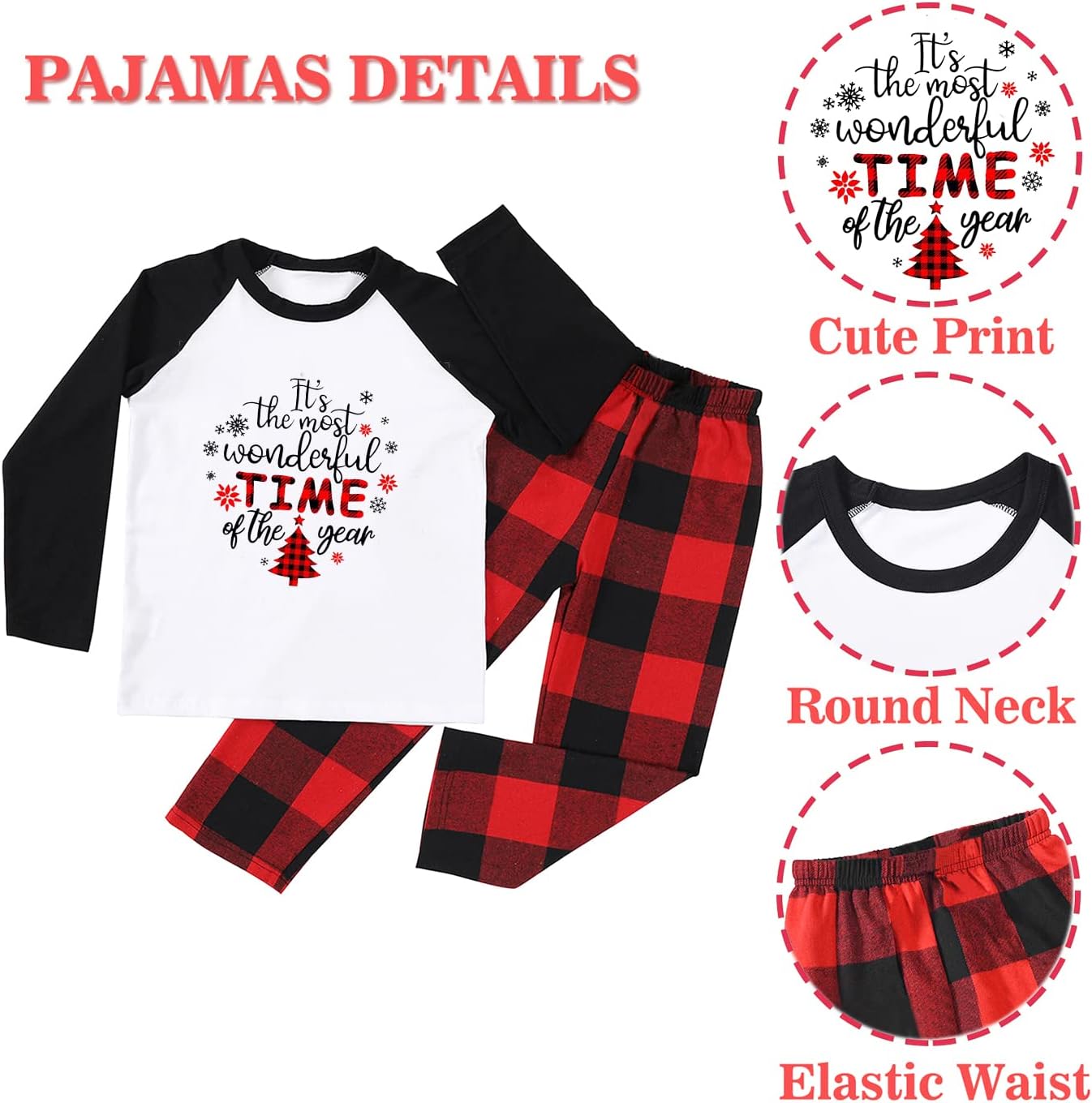 Matching Christmas Pajamas Set for Family, Holiday Cute Letter Printed Pjs Xmas Pajama Sleepwear Set for Couples